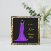 誕生日パーティーの招待状 紫のドレス 招待状 (スタンド正面)