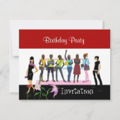 誕生日パーティーの招待状 赤 黒 白 招待状 (裏面)