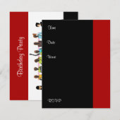 誕生日パーティーの招待状 赤 黒 白 招待状 (正面/裏面)