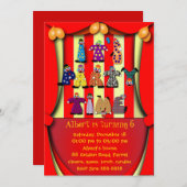 誕生日パーティーの招待状：036 クラウン 招待状 (正面/裏面)