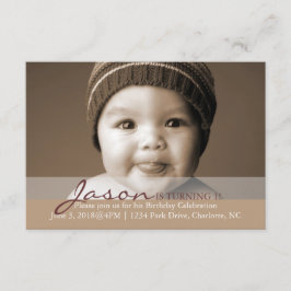 誕生日パーティーの招待状 | 1歳になる！ 招待状