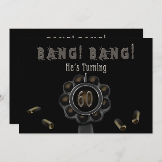 誕生日パーティーの招待状 – 60th - BANG! – ペーター 招待状 (正面/裏面)