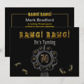 誕生日パーティーの招待状 – 70th - BANG BANG! 招待状 (正面/裏面)