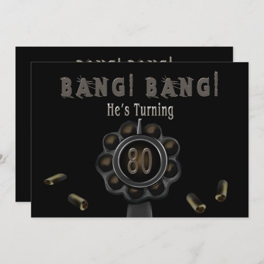 誕生日パーティーの招待状 – 80th - BANG Peter 招待状 (正面/裏面)