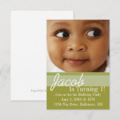 誕生日パーティーの招待状 | B-Day オリーブグリーン 招待状 (正面/裏面)