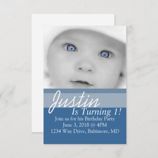 誕生日パーティーの招待状| B-Day|bl 招待状 (正面/裏面)