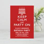 誕生日パーティーの招待状 Keep Calm and Party On 招待状 (スタンド正面)