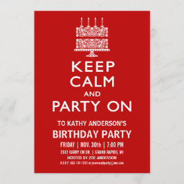 誕生日パーティーの招待状 Keep Calm and Party On 招待状
