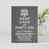 誕生日パーティーの招待状 Keep Calm and Party On 招待状 (スタンド正面)