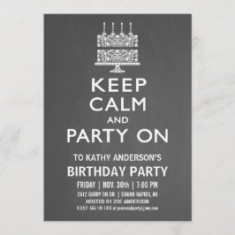 誕生日パーティーの招待状 Keep Calm and Party On 招待状