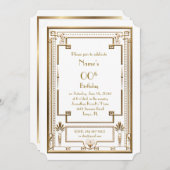 誕生日パーティーの招待素晴らし,ギャツビー,金ゴールド,ホワイト 招待状 (正面/裏面)