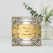 誕生日パーティーの招待金ゴールドとシルバー 招待状 (スタンド正面)