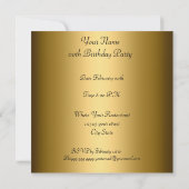 誕生日パーティーの招待金ゴールドブラックレッド 招待状 (裏面)