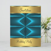 誕生日パーティーの招待金ゴールド誕生日パーティー 招待状 (スタンド正面)