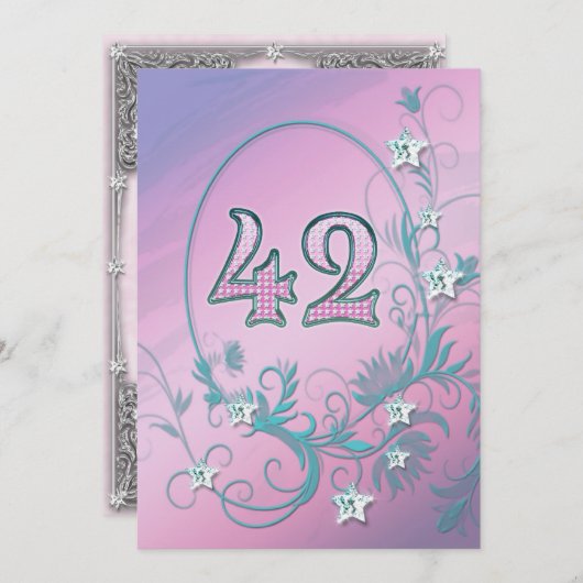 誕生日パーティーの招待42歳 招待状 (正面/裏面)