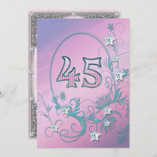 誕生日パーティーの招待45歳 招待状 (正面/裏面)