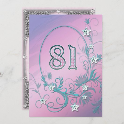 誕生日パーティーの招待81歳 招待状 (正面/裏面)