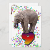 誕生日パーティーの招待9、象のおめでとう 招待状 (正面/裏面)