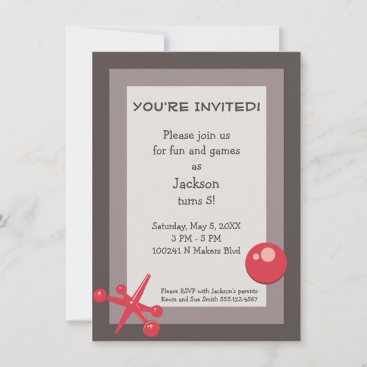 誕生日パーティーの招待-おもしろいとゲームジャック 招待状 (正面)