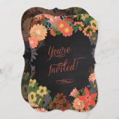 誕生日パーティーの招待，コーラル，黒い黒板 招待状 (正面/裏面)