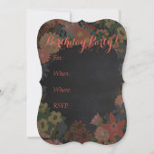 誕生日パーティーの招待，コーラル，黒い黒板 招待状 (裏面)