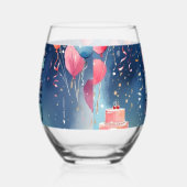 誕生日パーティーの招待 ステムなしワイングラス (左)