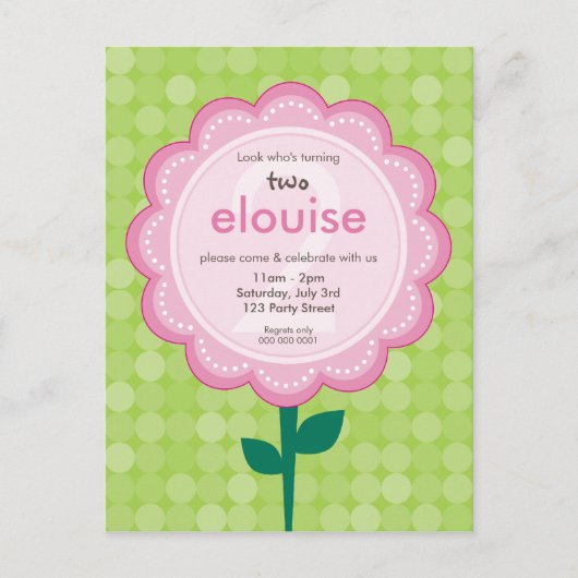 誕生日パーティーの招待：:デイジー5 インビテーションポストカード (正面)