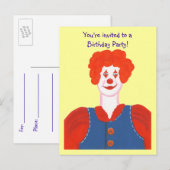 誕生日パーティーの招待，ハッピーピエロはがき インビテーションポストカード (正面/裏面)