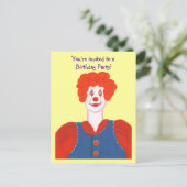 誕生日パーティーの招待，ハッピーピエロはがき インビテーションポストカード (スタンド正面)