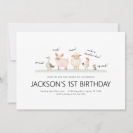 誕生日パーティーの招待 – ファームアニマルテーマ 招待状