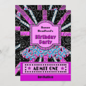 誕生日パーティーの招待 – ブロードウェイチケットスタイル 招待状 (正面/裏面)