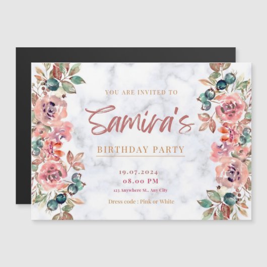 誕生日パーティーの招待 マグネット招待状 (正面/裏面)