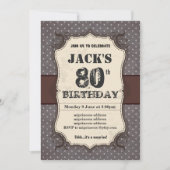 誕生日パーティーの招待、ヴィンテージ茶色 招待状 (正面)