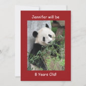 誕生日パーティーの招待，両面，パンダレッド 招待状 (正面)