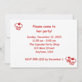 誕生日パーティーの招待,両面,赤グラデーション 招待状 (裏面)