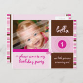 誕生日パーティーの招待::恵み – 少女 インビテーションポストカード (正面/裏面)