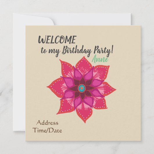 誕生日パーティーの招待 招待状 (正面)