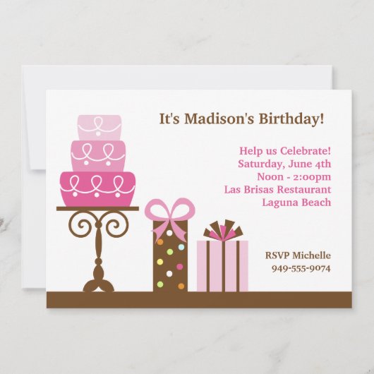 誕生日パーティーの招待 招待状 (正面)