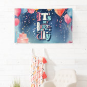 誕生日パーティーの招待 横断幕 (インサイチュ)