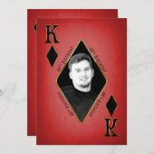 誕生日パーティーの招待， 60th,トランプのポーカーカード，写真 招待状 (正面/裏面)