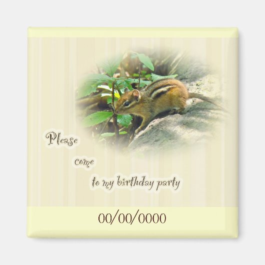 誕生日パーティーの招待 – Chipmunk マグネット (正面)