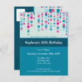 誕生日パーティーの招待：: discotek 5 インビテーションポストカード (正面/裏面)