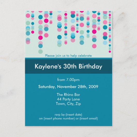 誕生日パーティーの招待：: discotek 5 インビテーションポストカード (正面)