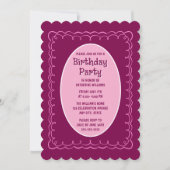 誕生日パーティーの招待Any Age Hand Drawn Maroon 招待状 (正面)