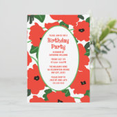 誕生日パーティーの招待Any Age Red Poppies 招待状 (スタンド正面)