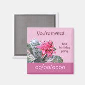 誕生日パーティーの招待Bromeliadの日付を保存 マグネット (正面/裏面)