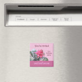 誕生日パーティーの招待Bromeliadの日付を保存 マグネット (インサイチュ (食洗機))