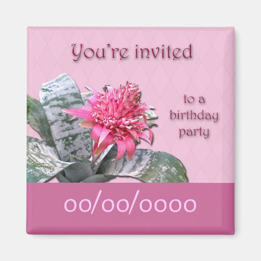 誕生日パーティーの招待Bromeliadの日付を保存 マグネット (正面)