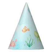 誕生日パーティーの海の水色 パーティーハット (左)