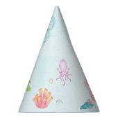 誕生日パーティーの海の水色 パーティーハット (右)